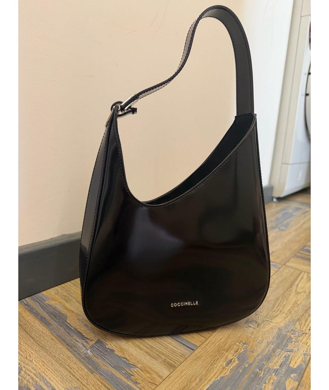 COCCINELLE Черная кожаная сумка с короткими ручками, фото 5