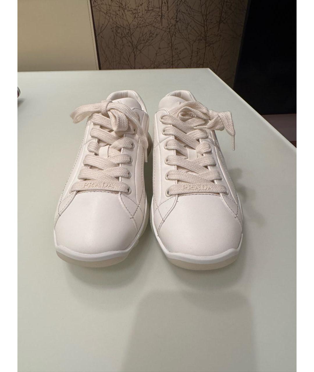PRADA Белые кожаные кроссовки, фото 6
