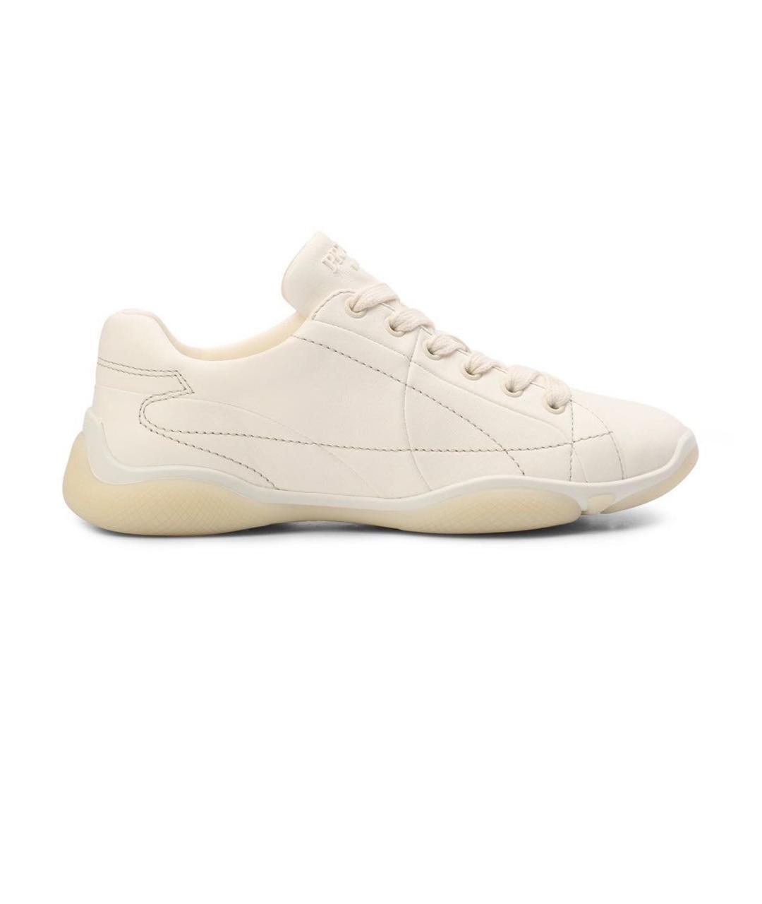 PRADA Белые кожаные кроссовки, фото 1