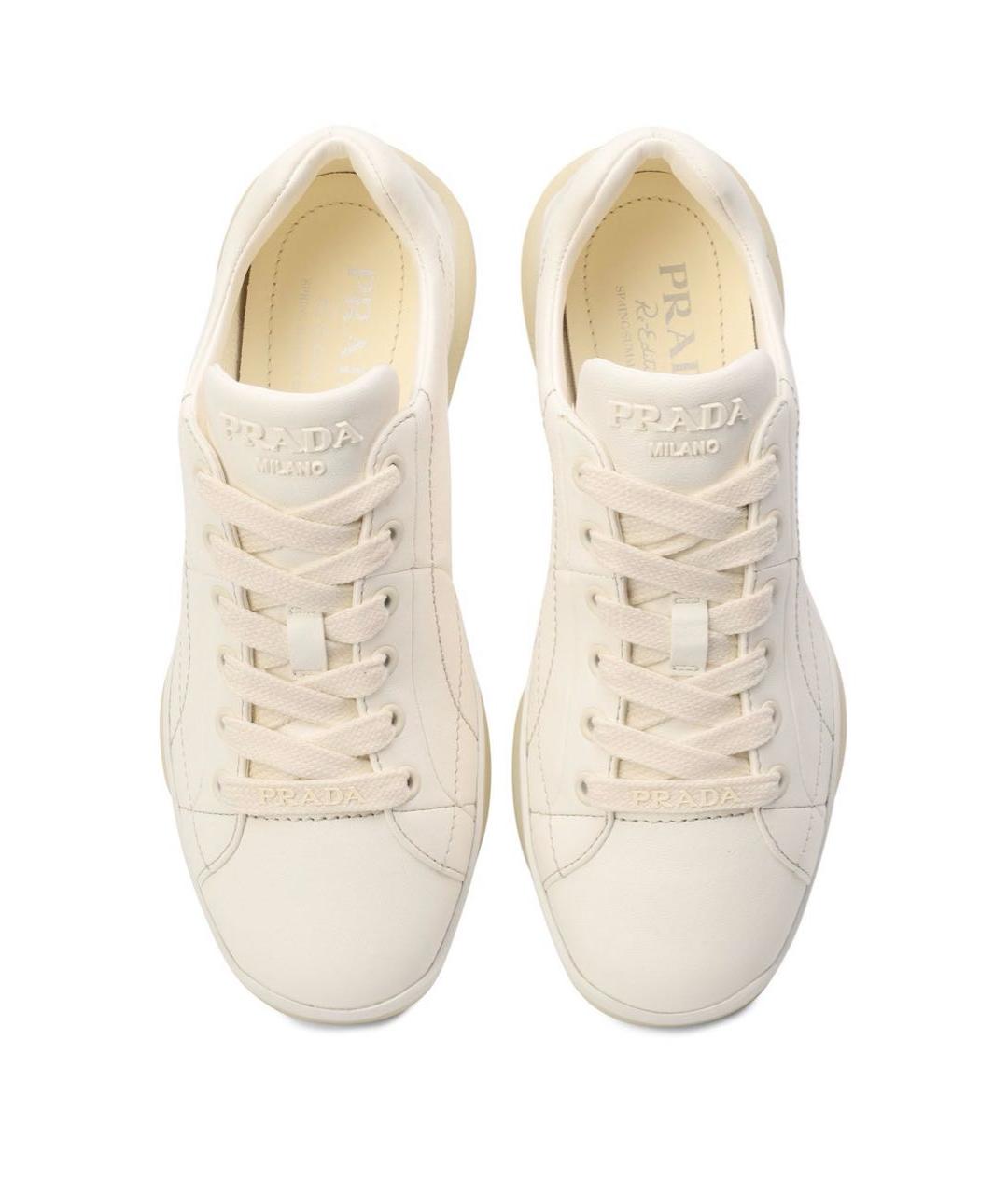 PRADA Белые кожаные кроссовки, фото 2