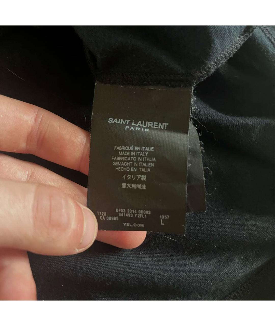 SAINT LAURENT Черная хлопковая футболка, фото 7