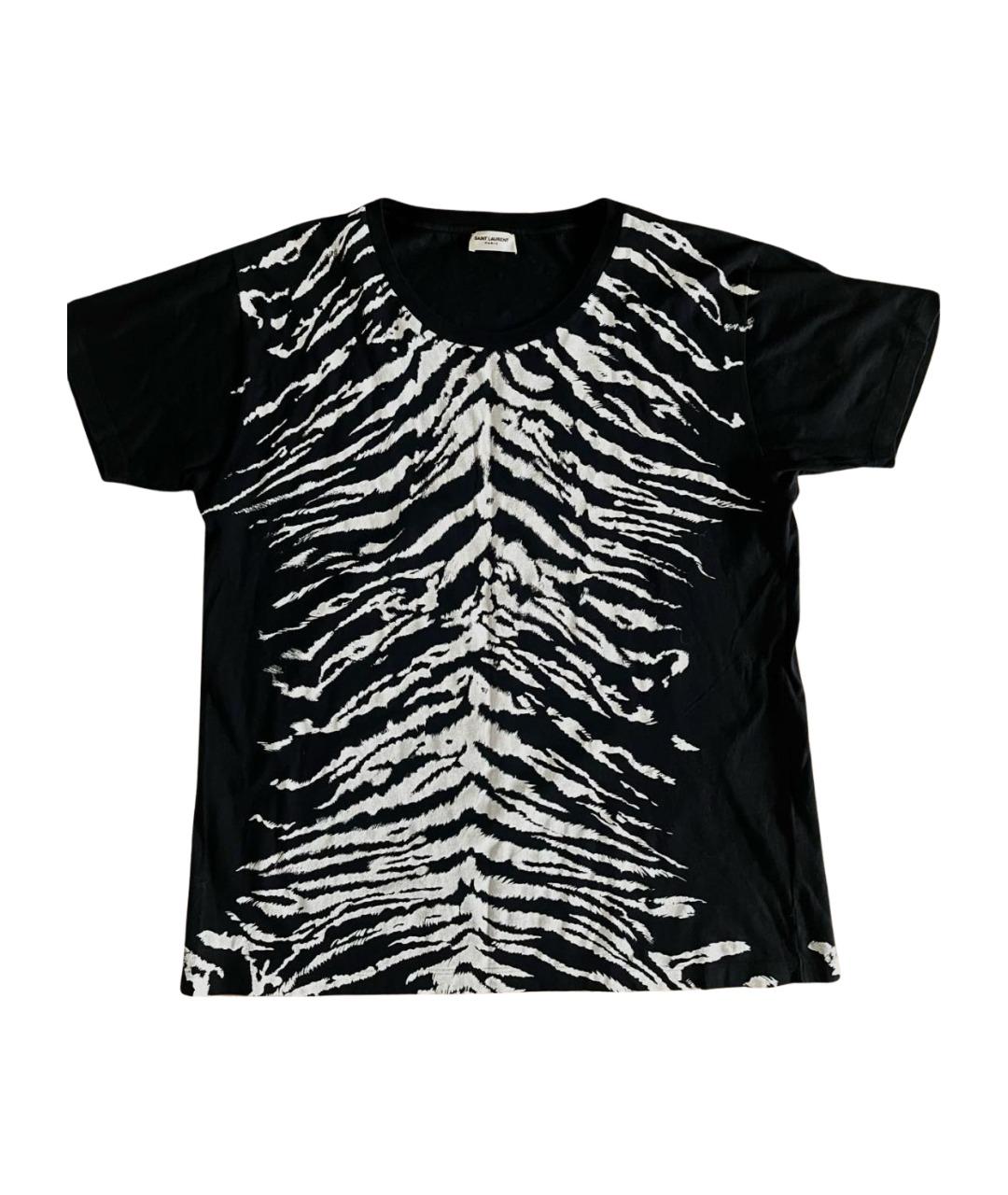 SAINT LAURENT Черная хлопковая футболка, фото 1