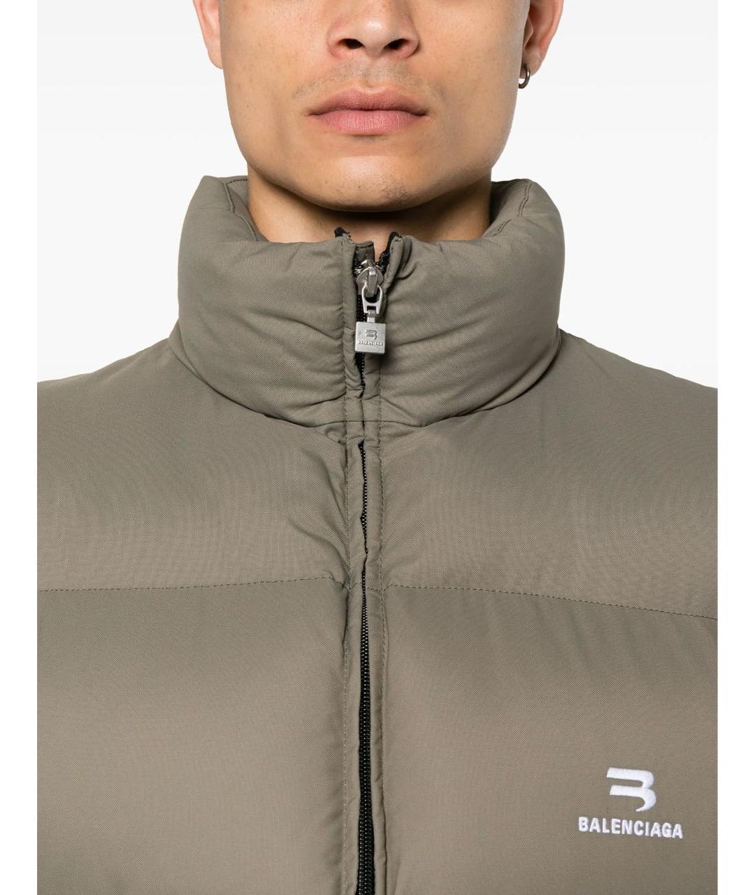 BALENCIAGA Бежевый полиамидовый пуховик, фото 3