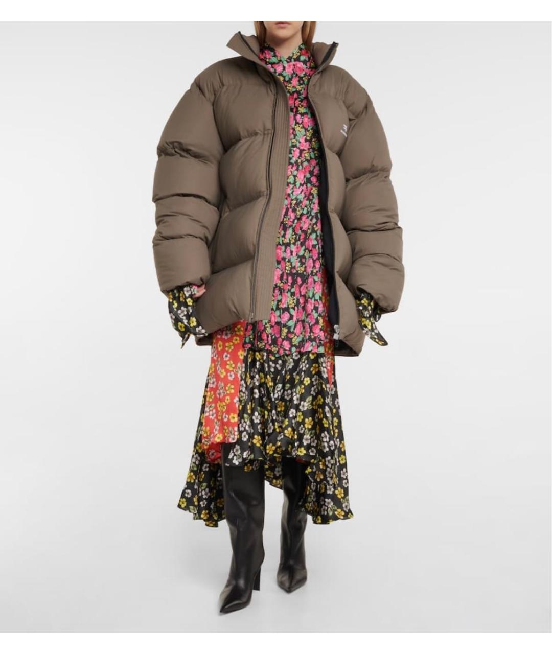 BALENCIAGA Бежевый полиамидовый пуховик, фото 4