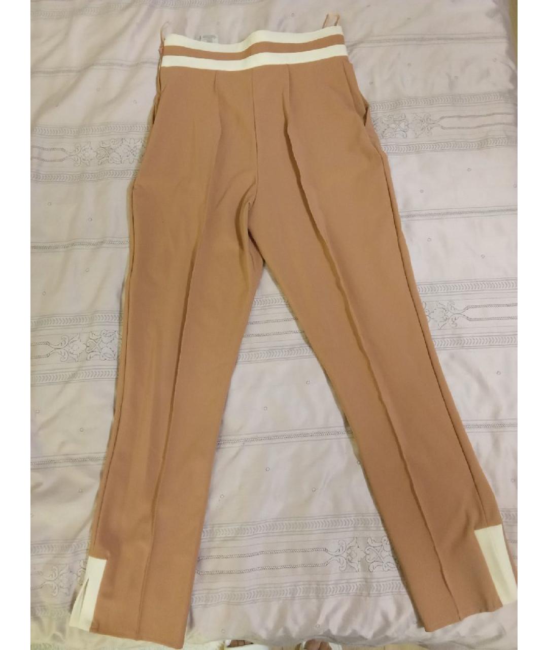 ELISABETTA FRANCHI Бежевые полиэстеровые брюки узкие, фото 2