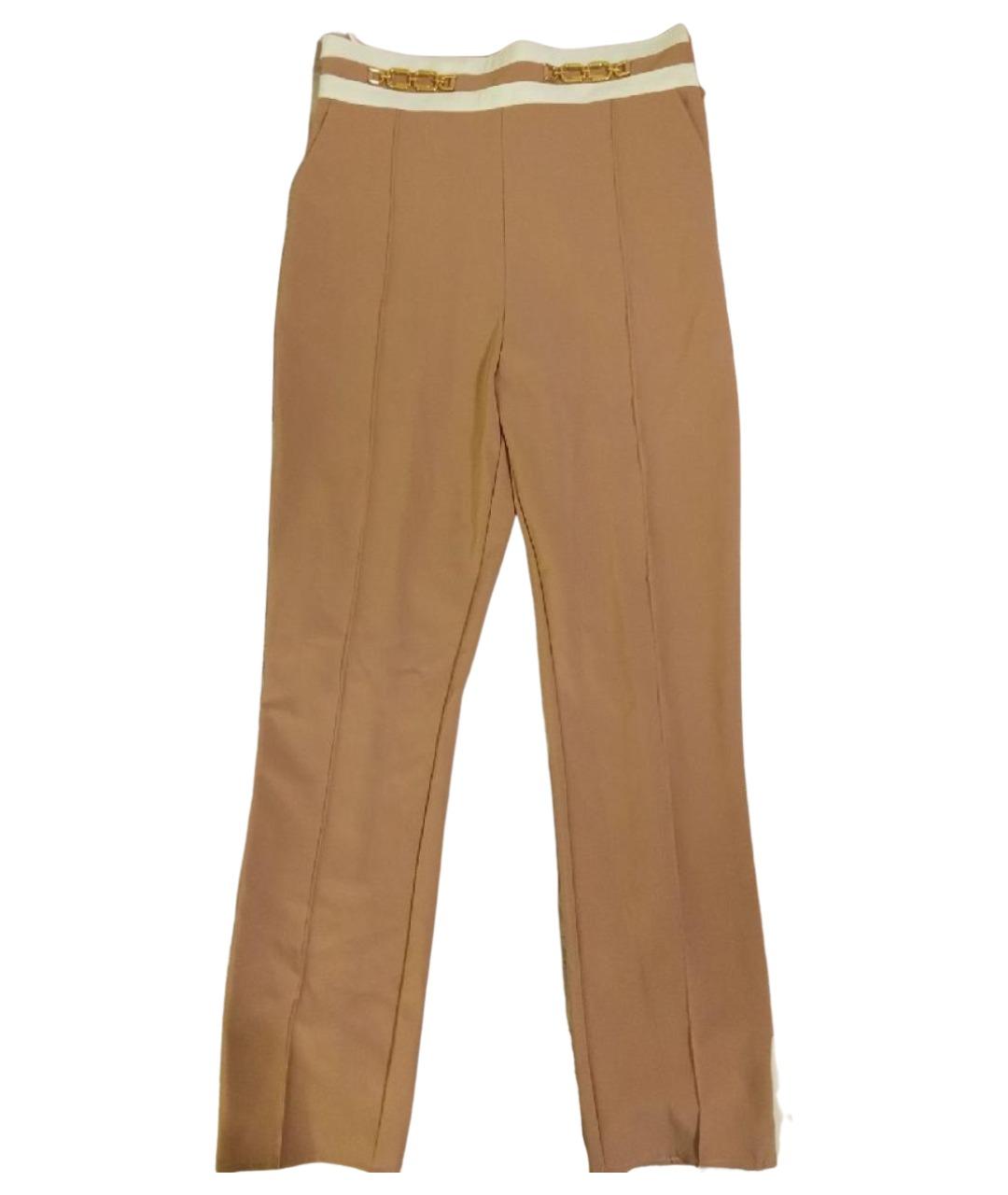ELISABETTA FRANCHI Бежевые полиэстеровые брюки узкие, фото 1