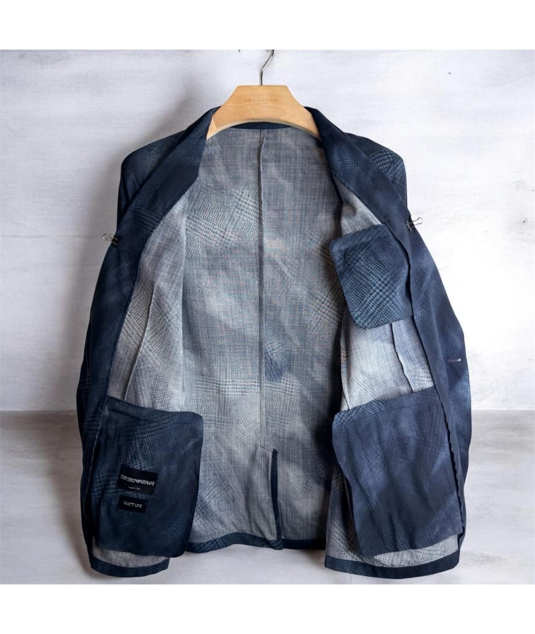 EMPORIO ARMANI Темно-синий шерстяной пиджак, фото 6