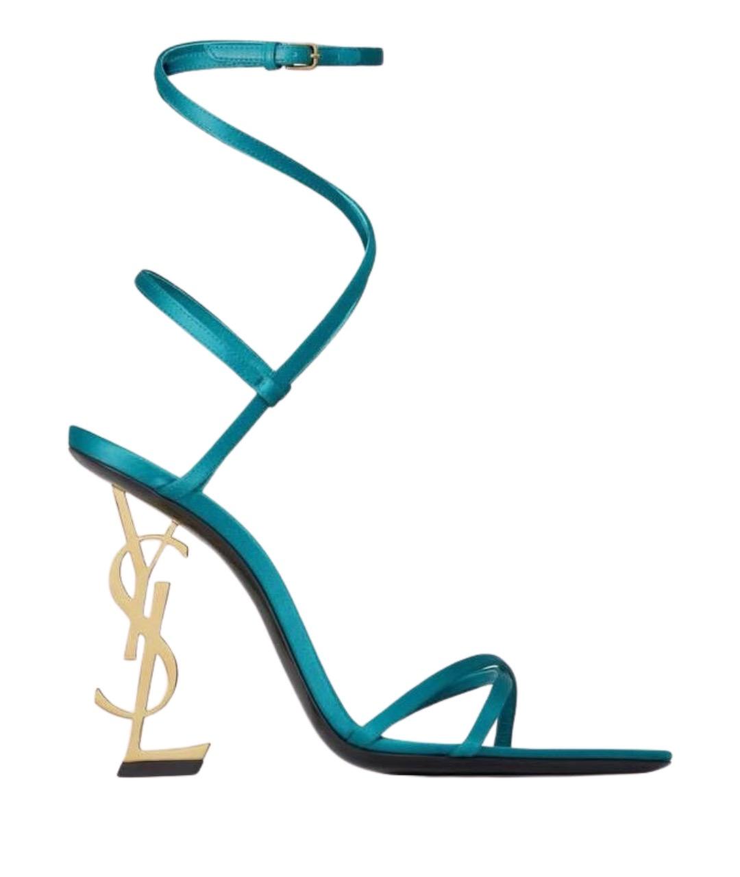 SAINT LAURENT Бирюзовые босоножки, фото 1