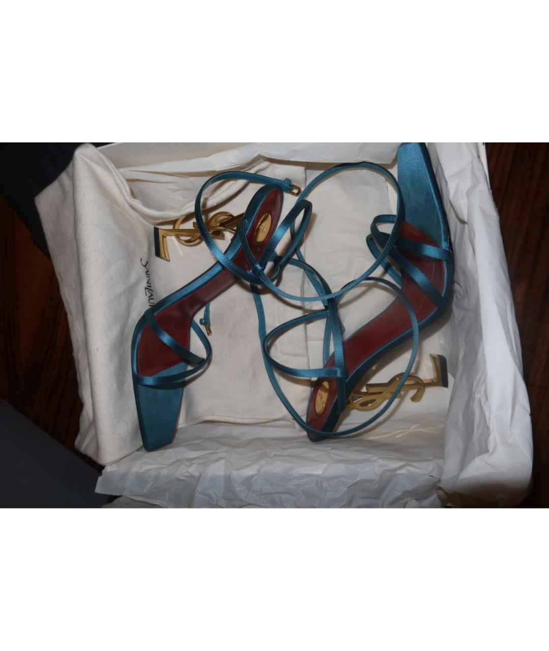 SAINT LAURENT Бирюзовые босоножки, фото 3