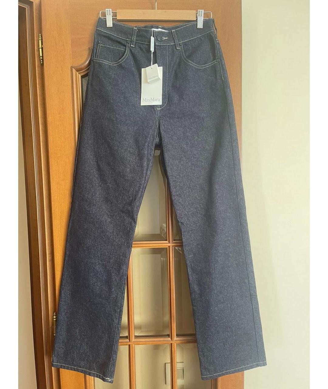 MAX MARA Темно-синие хлопковые прямые джинсы, фото 8