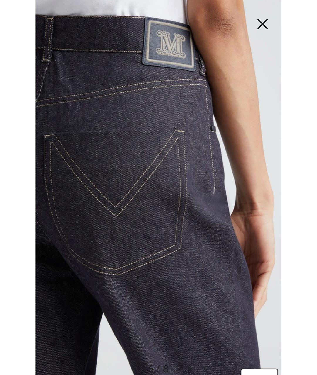 MAX MARA Темно-синие хлопковые прямые джинсы, фото 5