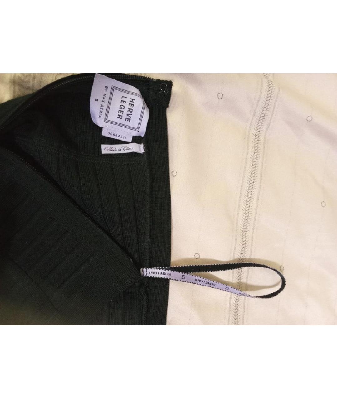 HERVE LEGER Черная полиэстеровая юбка миди, фото 2