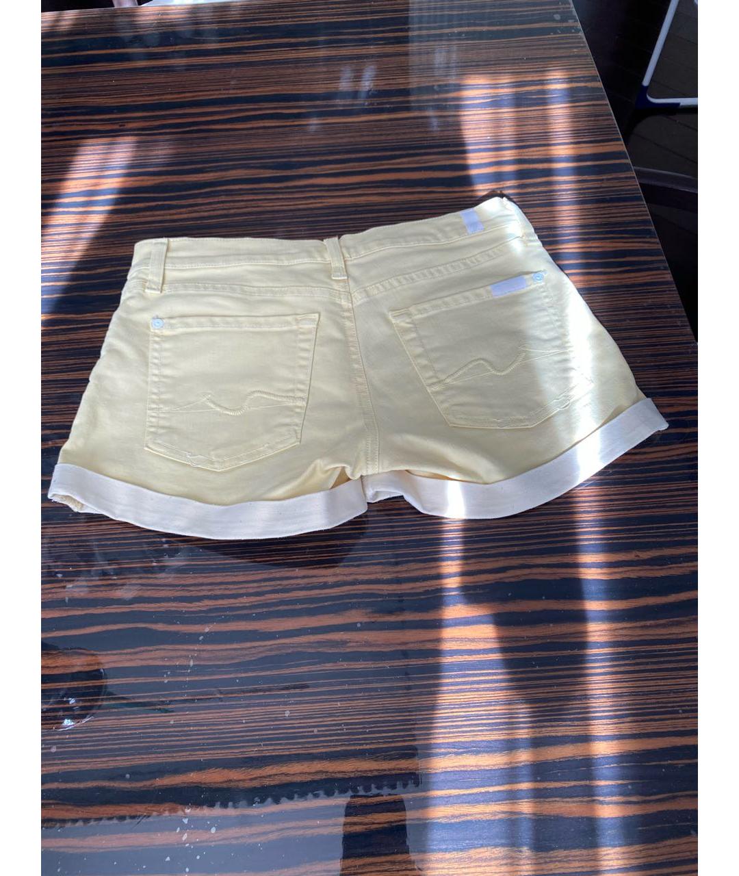 7 FOR ALL MANKIND Желтые хлопко-эластановые шорты, фото 2