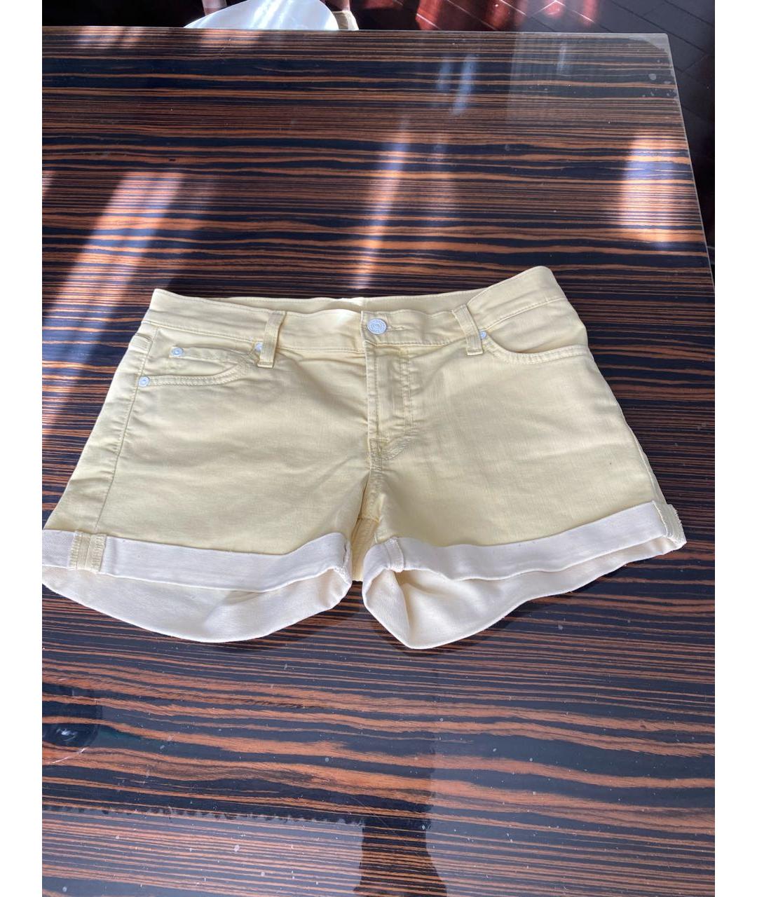 7 FOR ALL MANKIND Желтые хлопко-эластановые шорты, фото 9