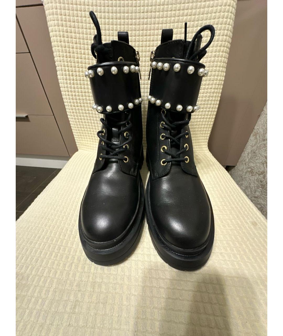 LOVE MOSCHINO Черные кожаные ботинки, фото 2