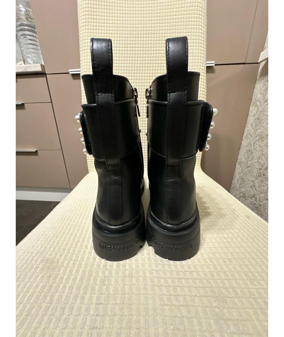 LOVE MOSCHINO Черные кожаные ботинки, фото 4