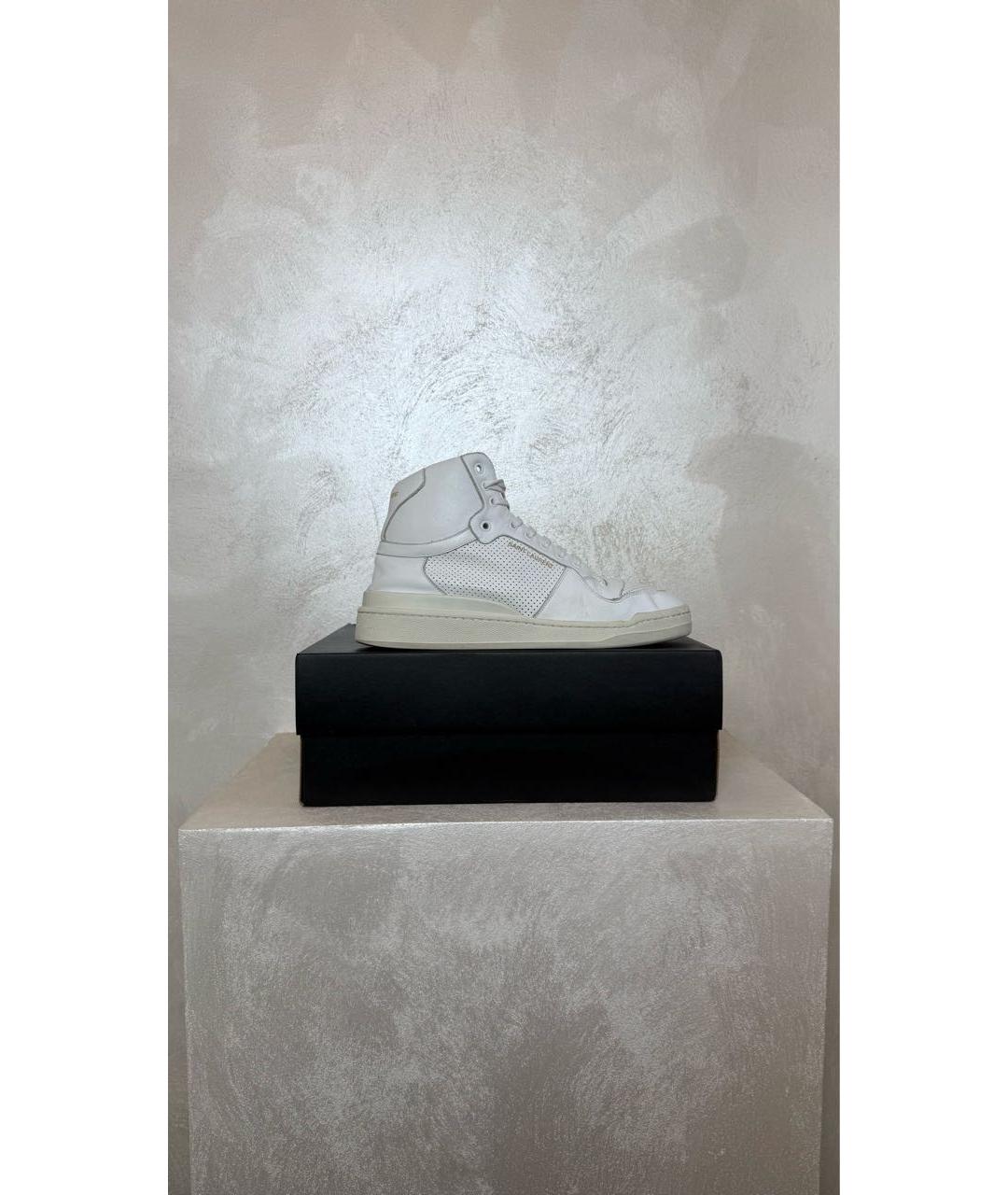 SAINT LAURENT Белые кожаные высокие кроссовки / кеды, фото 6
