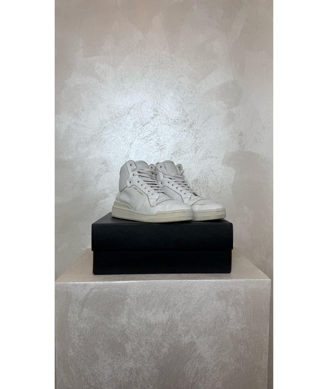 SAINT LAURENT Белые кожаные высокие кроссовки / кеды, фото 2