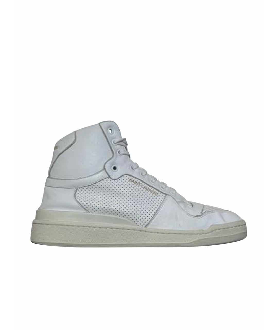 SAINT LAURENT Белые кожаные высокие кроссовки / кеды, фото 1