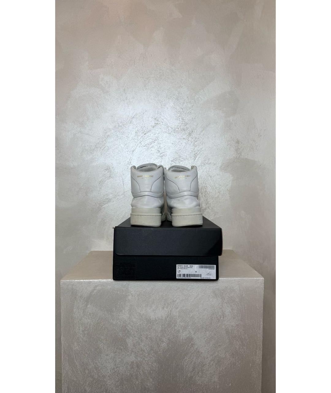 SAINT LAURENT Белые кожаные высокие кроссовки / кеды, фото 4