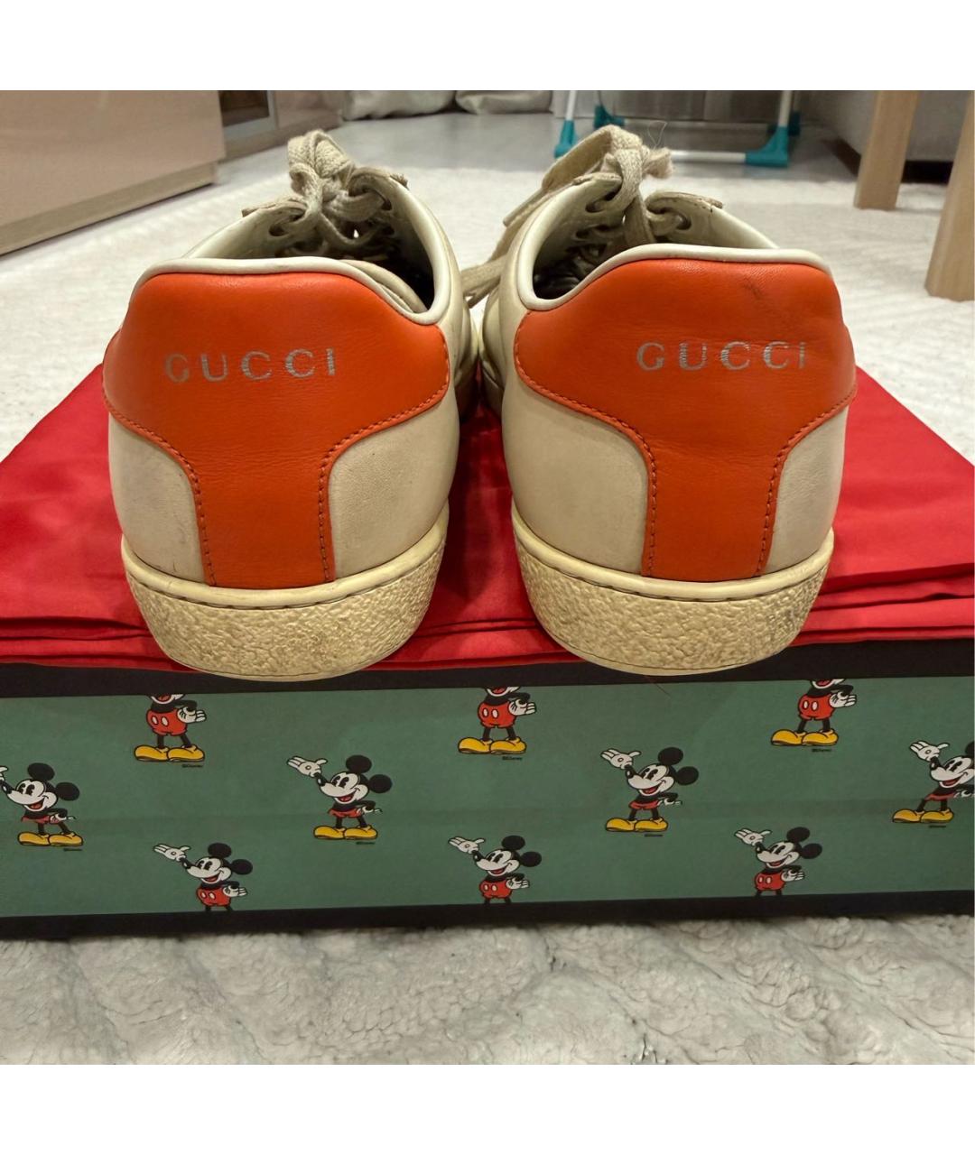 GUCCI Бежевые кожаные кеды, фото 4
