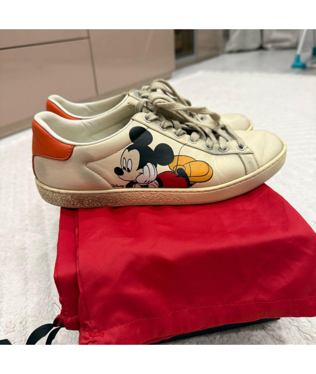 GUCCI Бежевые кожаные кеды, фото 8