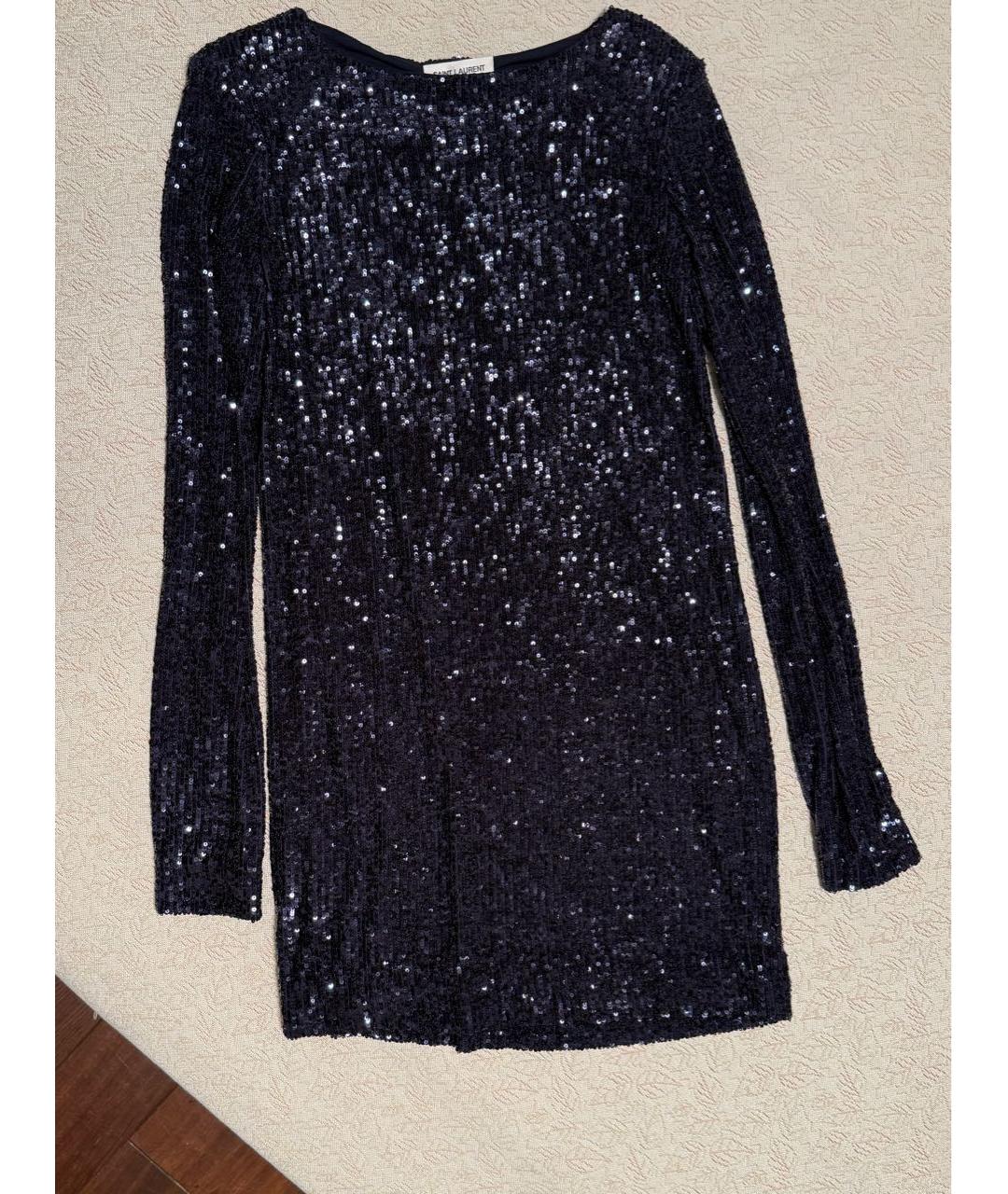 SAINT LAURENT Темно-синее полиамидовое коктейльное платье, фото 2