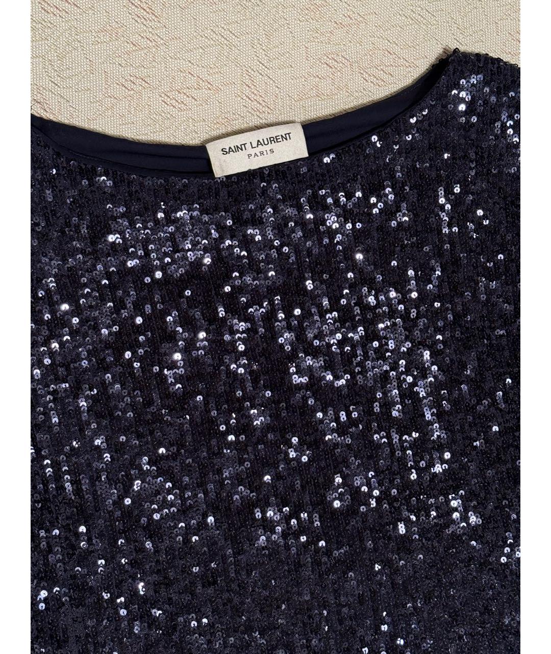 SAINT LAURENT Темно-синее полиамидовое коктейльное платье, фото 3