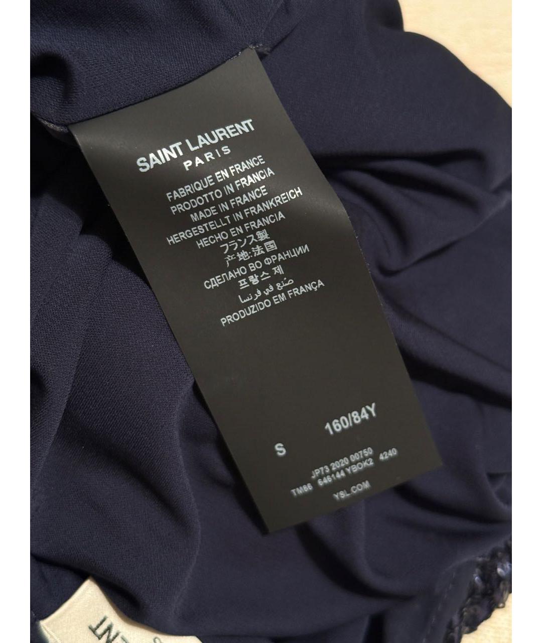 SAINT LAURENT Темно-синее полиамидовое коктейльное платье, фото 5