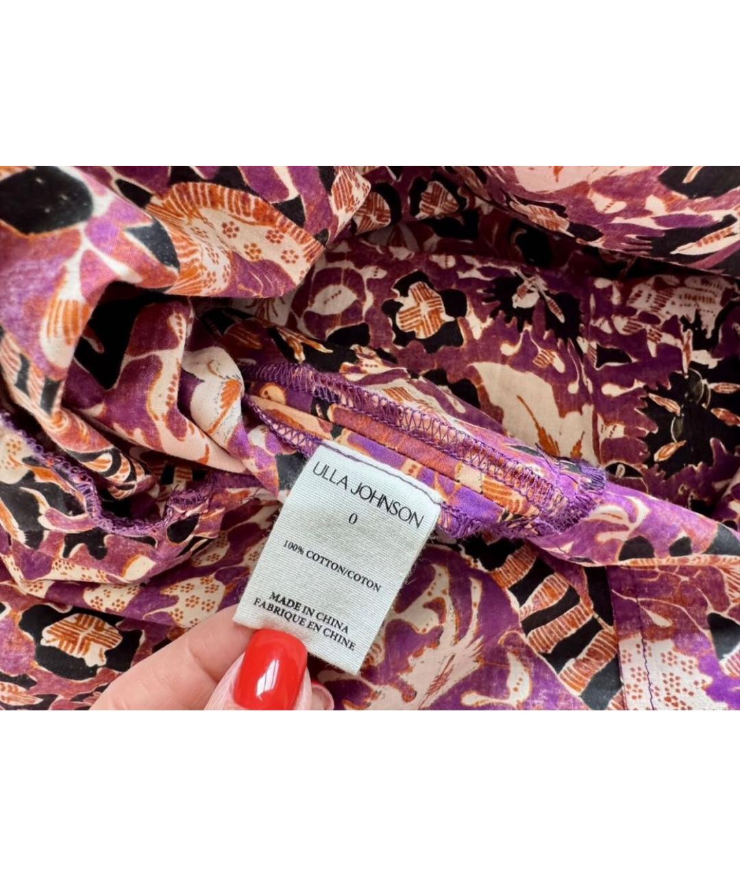 ULLA JOHNSON Мульти хлопковое повседневное платье, фото 6