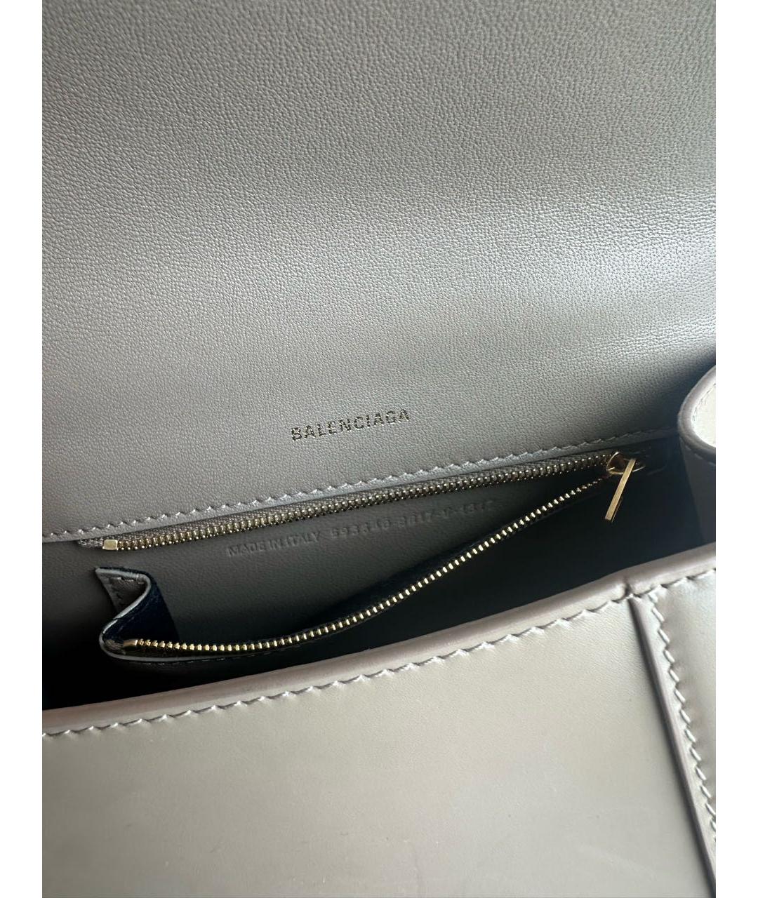 BALENCIAGA Бежевая кожаная сумка с короткими ручками, фото 4