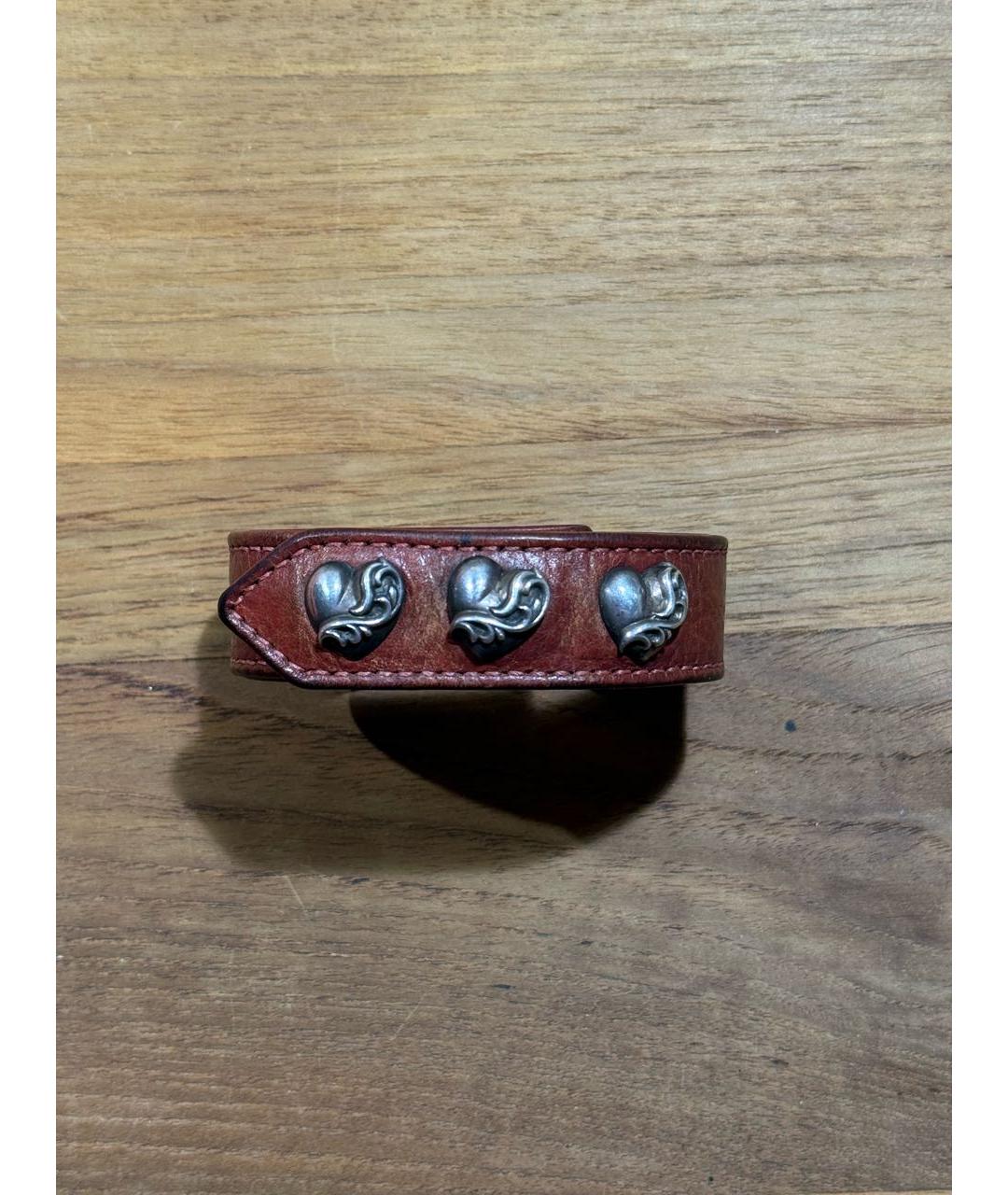 CHROME HEARTS Бордовый кожаный браслет, фото 6