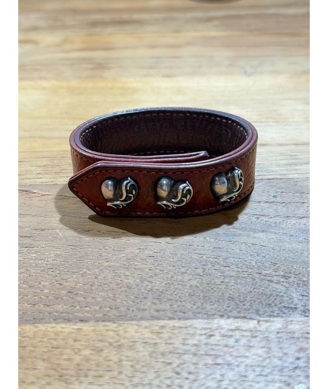 CHROME HEARTS Бордовый кожаный браслет, фото 2