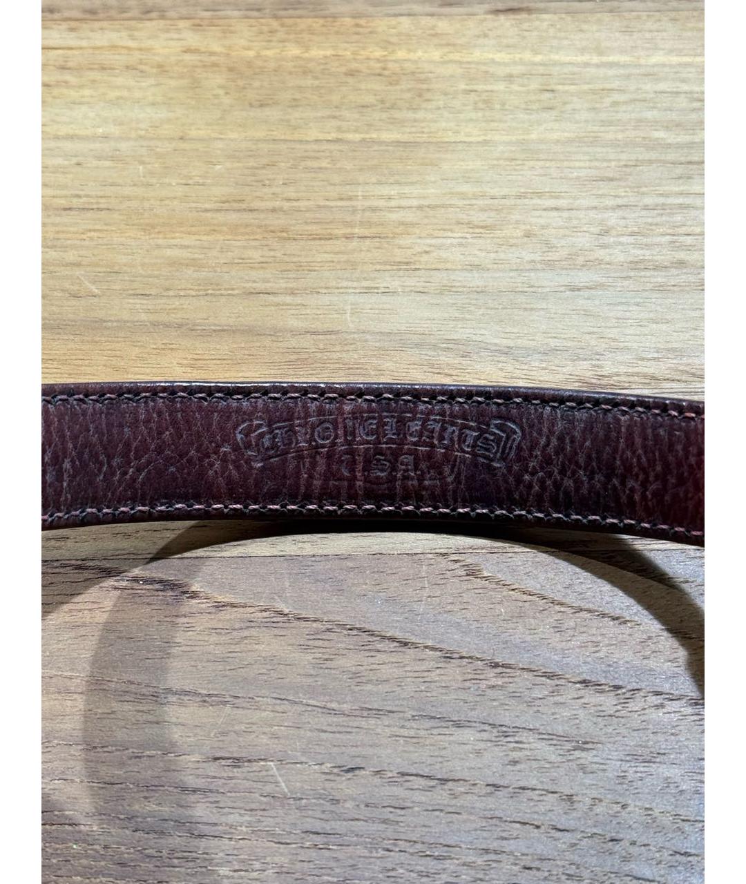 CHROME HEARTS Бордовый кожаный браслет, фото 4