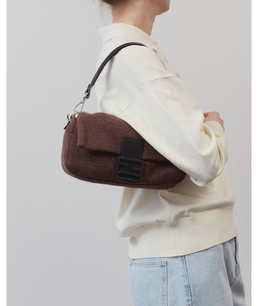 FENDI Коричневая тканевая сумка через плечо, фото 3