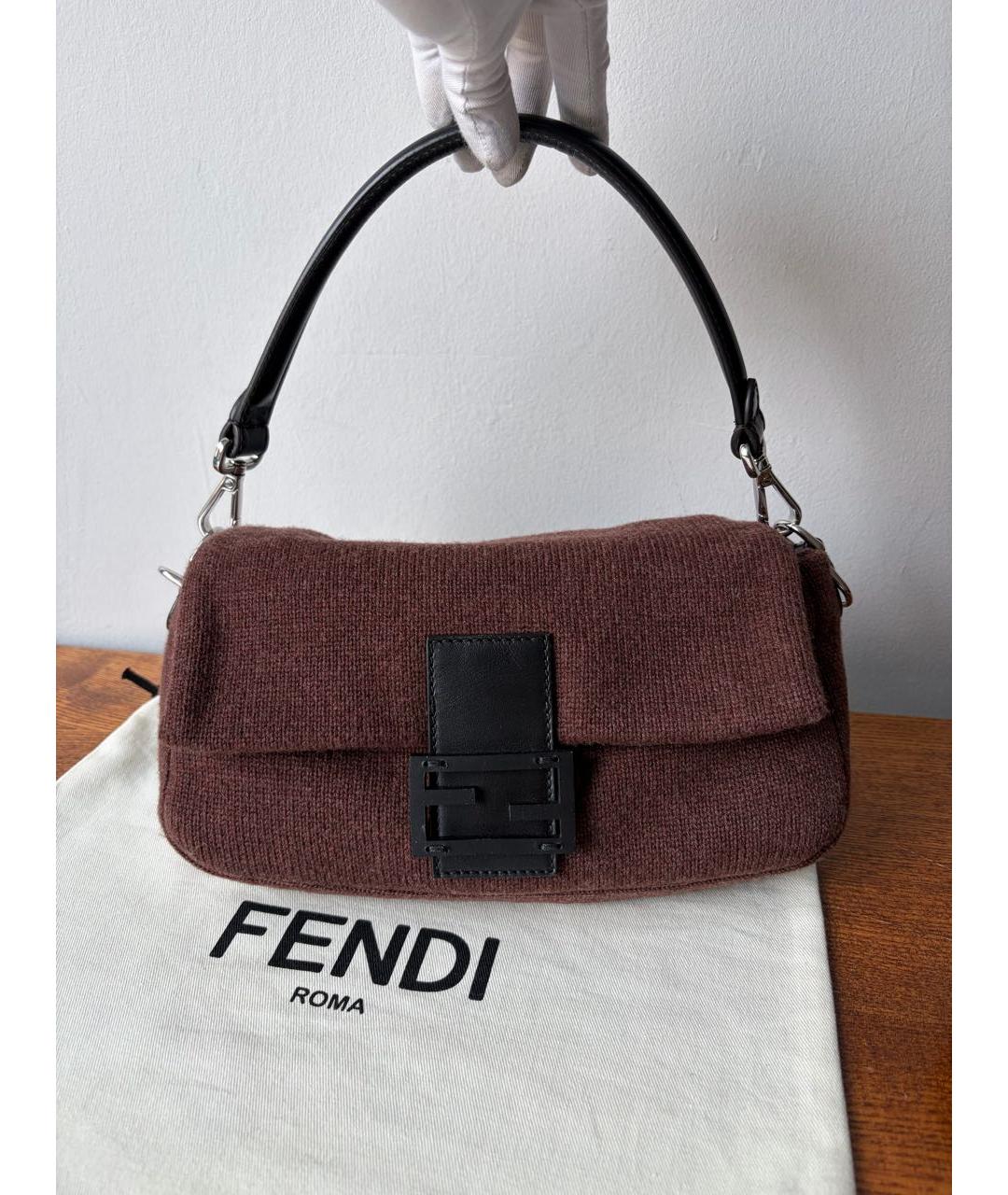 FENDI Коричневая тканевая сумка через плечо, фото 9