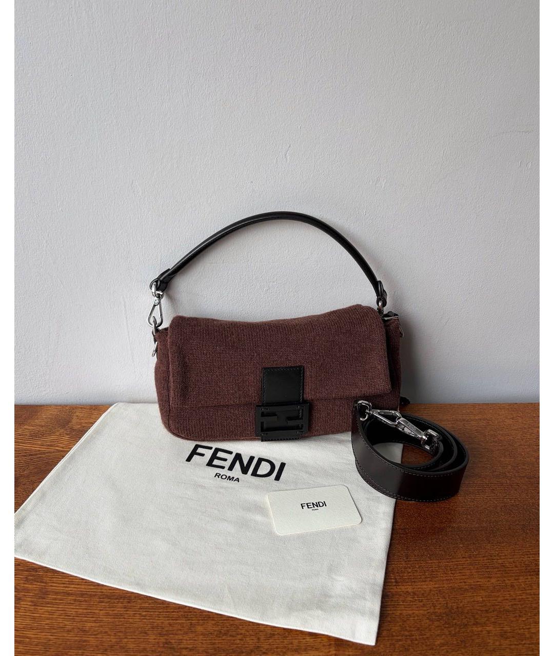 FENDI Коричневая тканевая сумка через плечо, фото 2