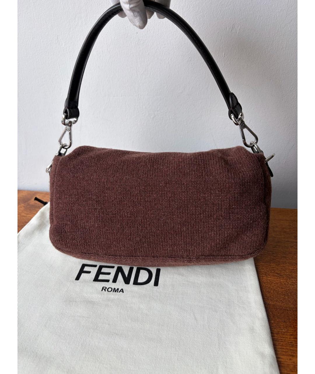 FENDI Коричневая тканевая сумка через плечо, фото 5