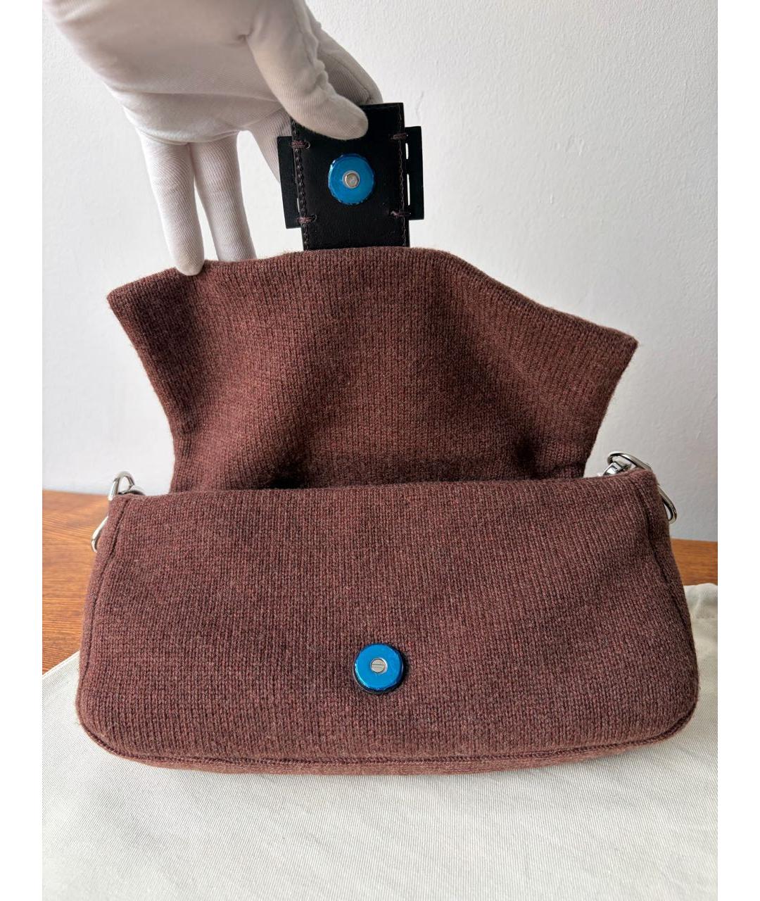 FENDI Коричневая тканевая сумка через плечо, фото 6