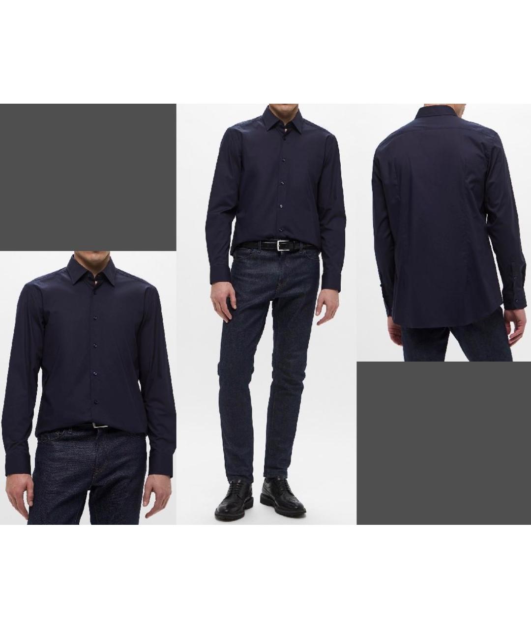 HUGO BOSS Темно-синяя хлопковая кэжуал рубашка, фото 6