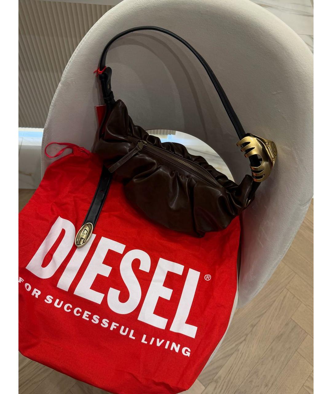 DIESEL Коричневая сумка через плечо из искусственной кожи, фото 2