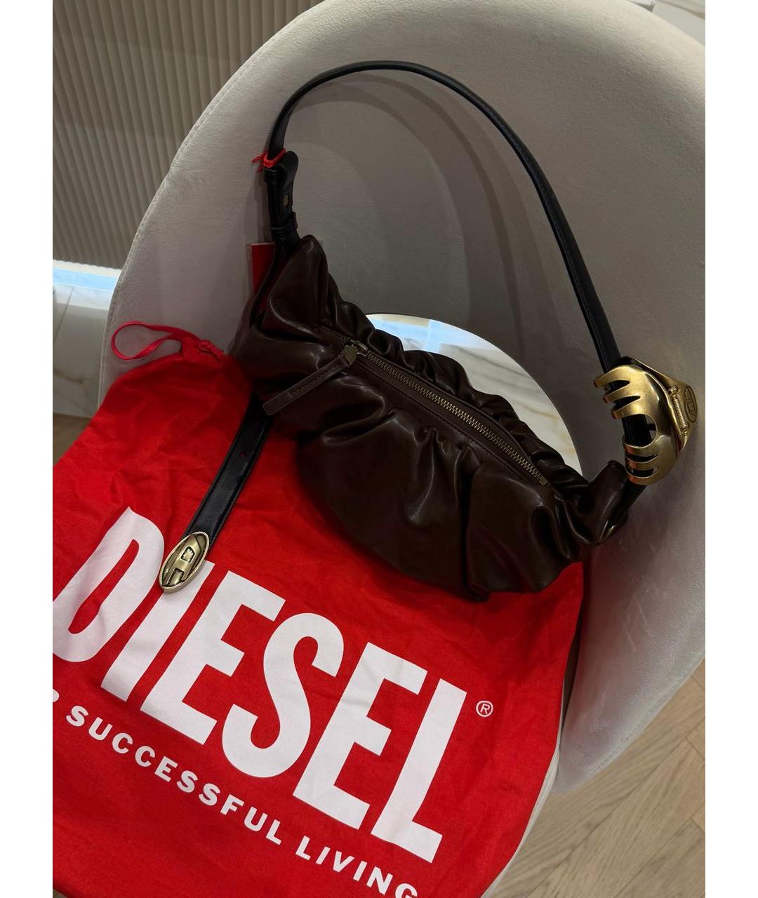 DIESEL Коричневая сумка через плечо из искусственной кожи, фото 3