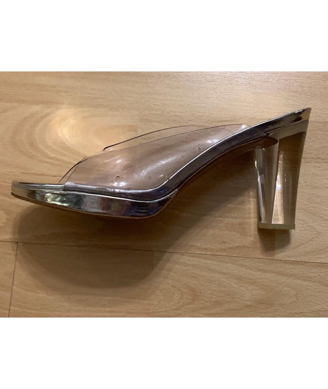 STUART WEITZMAN Серебряные кожаные сабо, фото 7