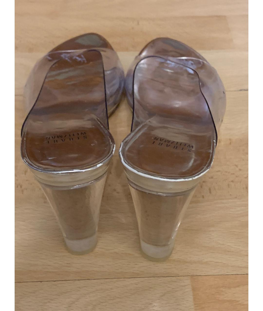 STUART WEITZMAN Серебряные кожаные сабо, фото 8