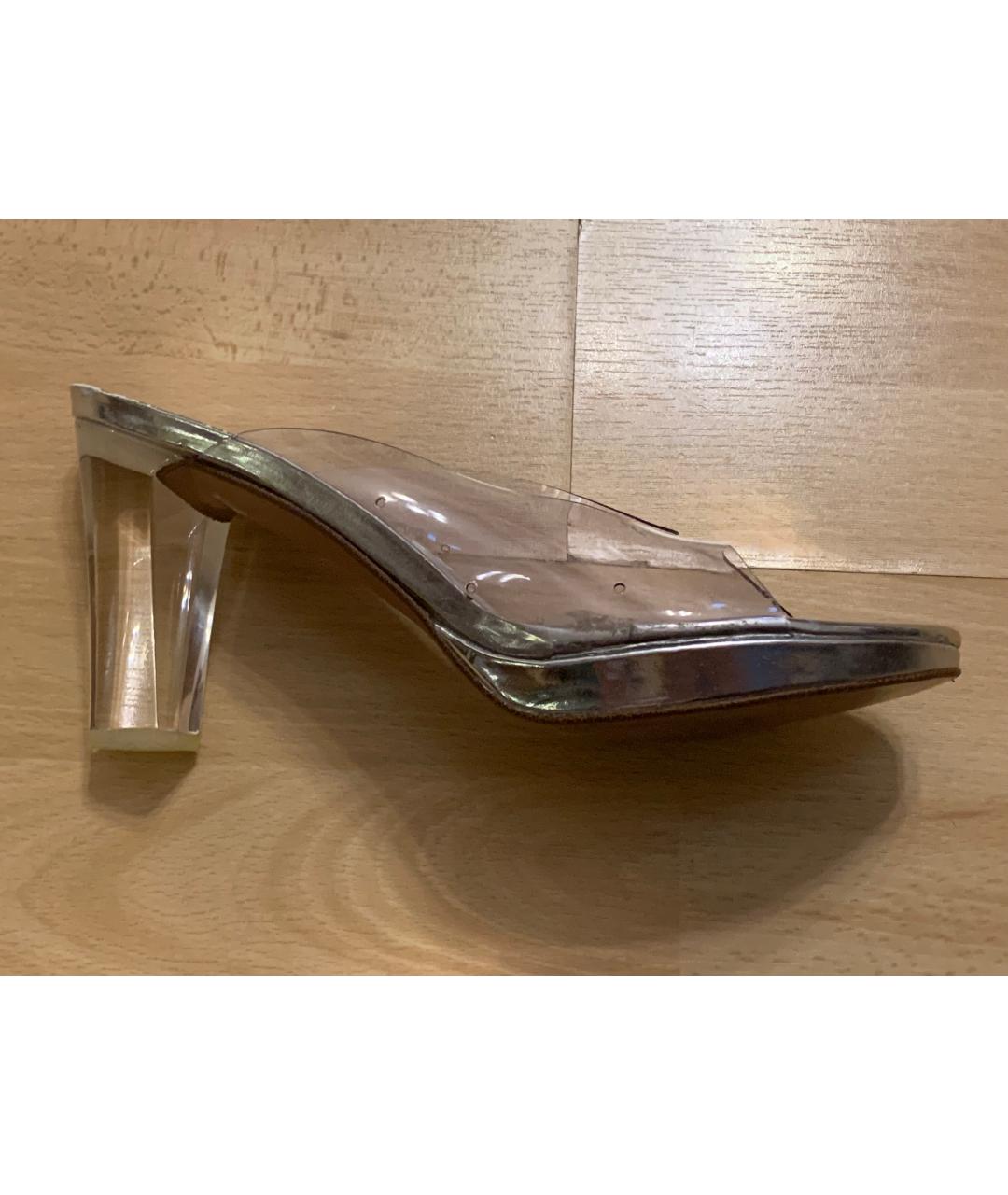 STUART WEITZMAN Серебряные кожаные сабо, фото 10