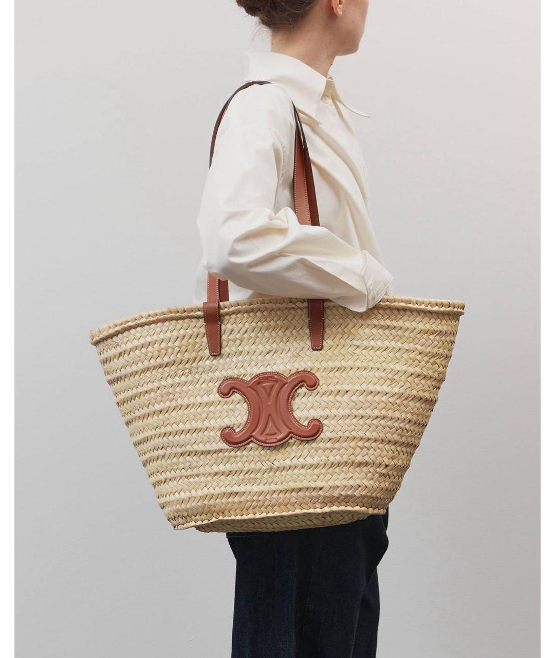 CELINE Бежевая пелетеная сумка через плечо, фото 3