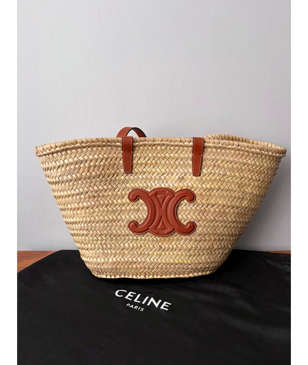 CELINE Бежевая пелетеная сумка через плечо, фото 9