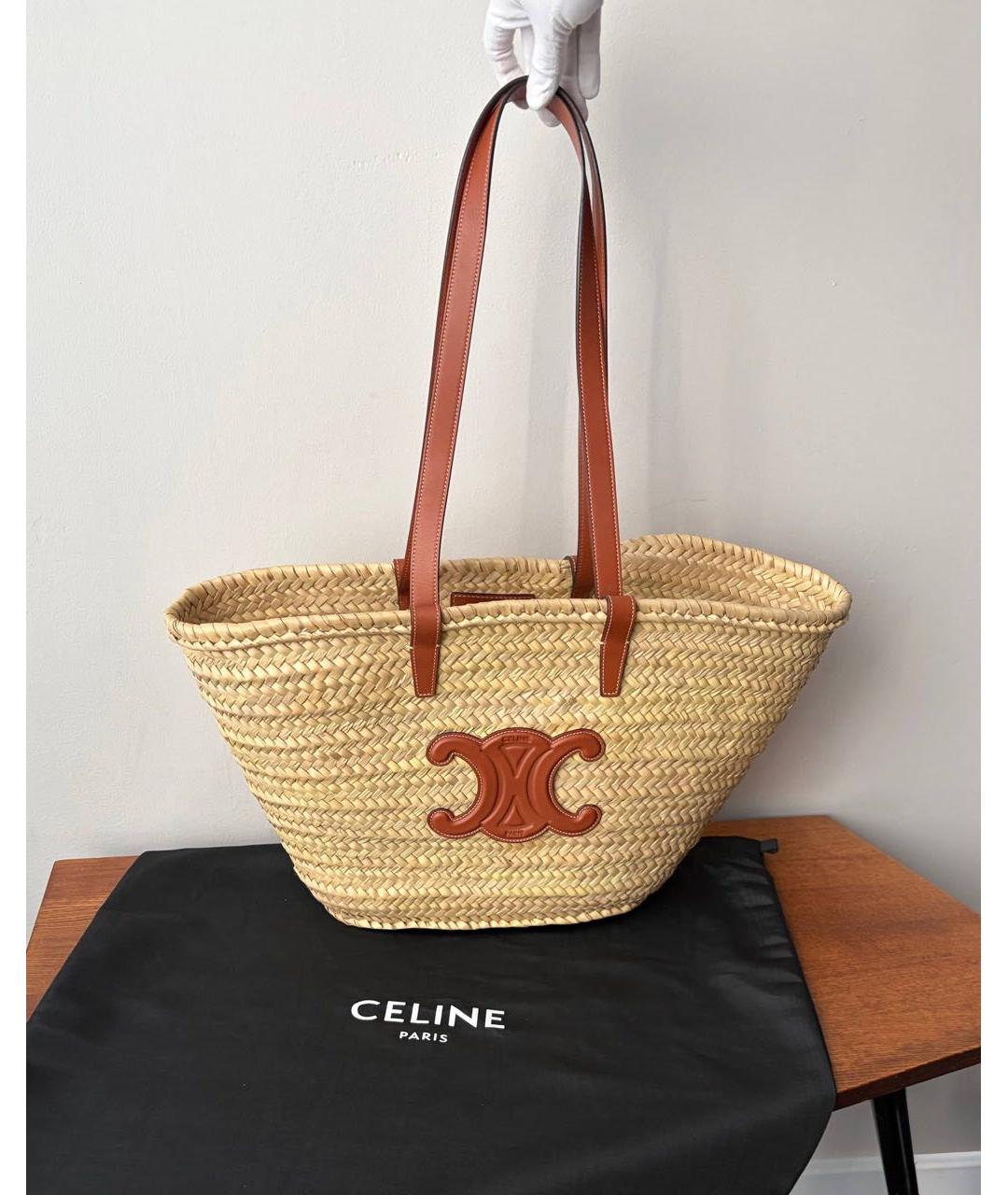 CELINE Бежевая пелетеная сумка через плечо, фото 2