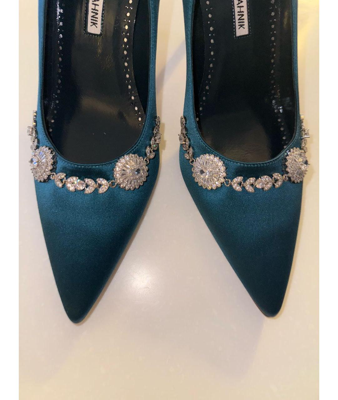 MANOLO BLAHNIK Зеленые текстильные туфли, фото 5