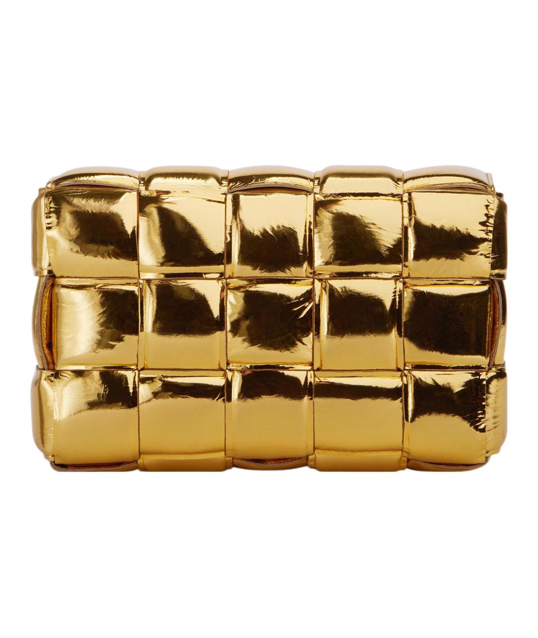 BOTTEGA VENETA Золотая кожаная сумка через плечо, фото 3